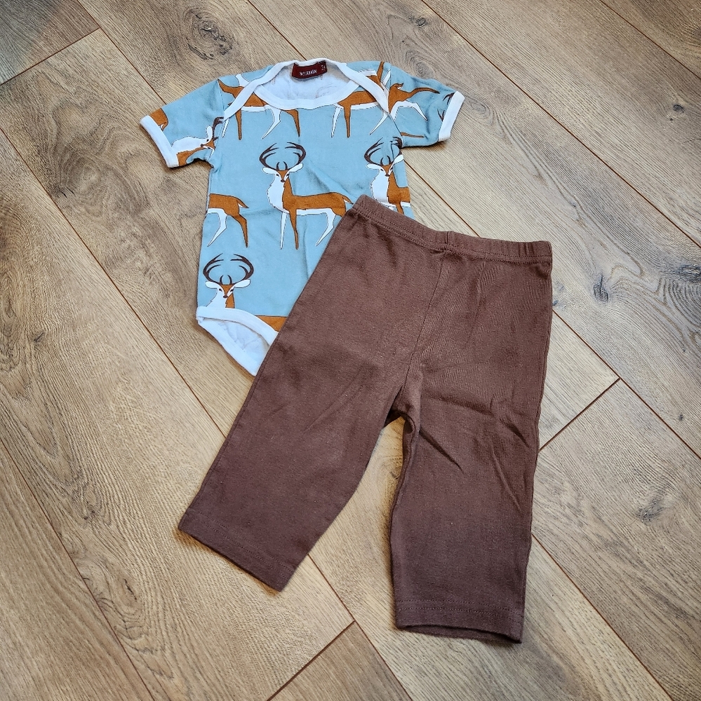 3-6 months boys Deer onesie and pants